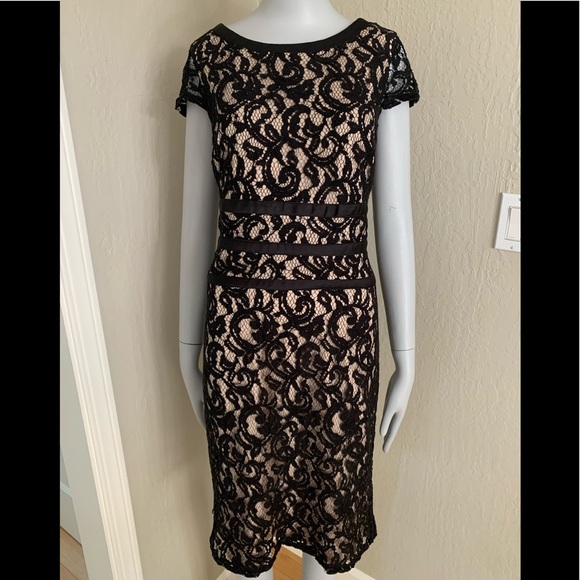 MSK Black Lace Dress Scoop Neck Little Black Dress LBD Party Size 10 - Picture 13 of 15